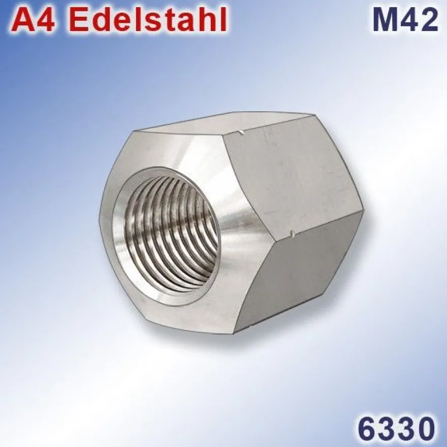 Sechskantmutter M42 1,5xd DIN 6330 A4 Edelstahl | Hexagon Nuts | Stainless Steel 316