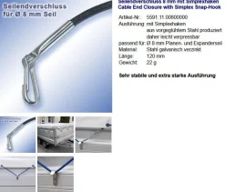 Seilendverschluss mit Simplexhaken oder ohne Simplex-Haken