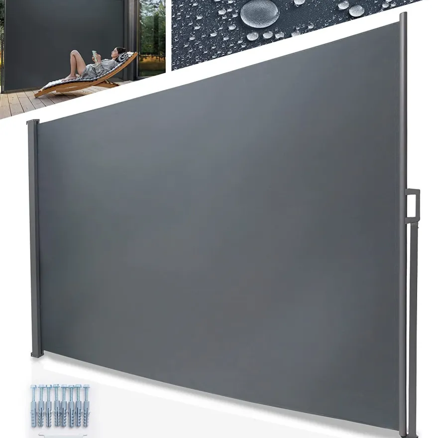 Seitenmarkise ausziehbar Anthrazit Sichtschutz Windschutz Sonnenschutz 180 x 300 cm