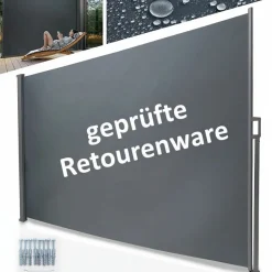 Seitenmarkise ausziehbar Anthrazit Sichtschutz Windschutz Sonnenschutz 180 x 300 cm