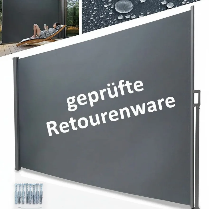 Seitenmarkise ausziehbar Anthrazit Sichtschutz Windschutz Sonnenschutz 180 x 300 cm