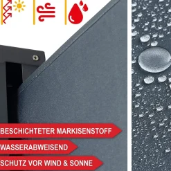 Seitenmarkise ausziehbar Anthrazit Sichtschutz Windschutz Sonnenschutz 180 x 300 cm