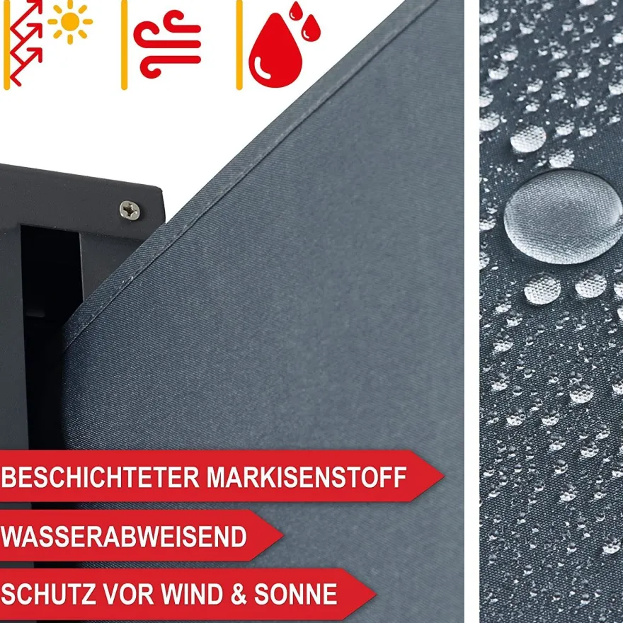 Seitenmarkise ausziehbar Anthrazit Sichtschutz Windschutz Sonnenschutz 180 x 300 cm