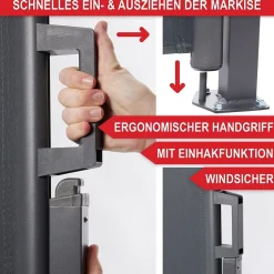 Seitenmarkise ausziehbar Anthrazit Sichtschutz Windschutz Sonnenschutz 180 x 300 cm