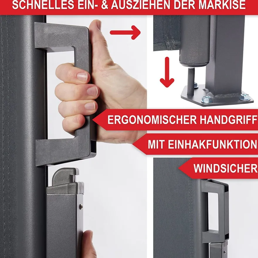 Seitenmarkise ausziehbar Anthrazit Sichtschutz Windschutz Sonnenschutz 180 x 300 cm