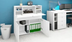 Sekretär Computertisch Büro Schrank Schreibtisch Weiß Matt Hochglanz
