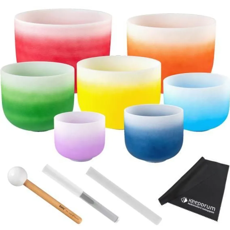 Sela Klangschalen Set SECCU Chakra 432 Hz mit Tuch
