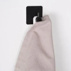 Selbstklebender Kleiderhaken, Stahl, schwarz, 4 Stück