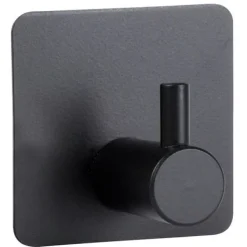 Selbstklebender Kleiderhaken, Stahl, schwarz, 4 Stück