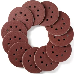 Selead 110 Stück Schleifpapier 125mm Klett 8-Loch Profi Körnung P80 für
