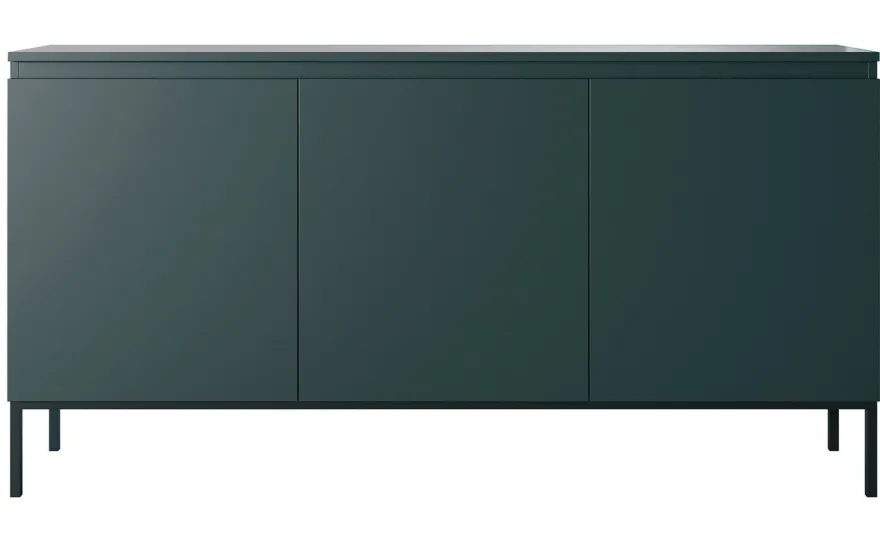 Selsey Bemmi - dreitrige Kommode, Dunkelgrn mit Metallbeinen, 150 cm