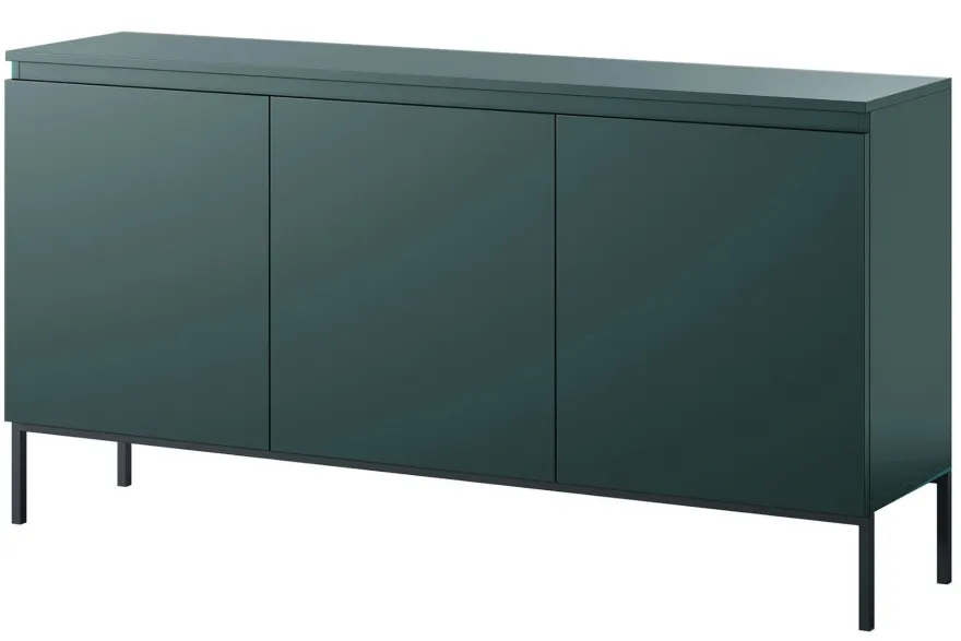 Selsey Bemmi - dreitrige Kommode, Dunkelgrn mit Metallbeinen, 150 cm