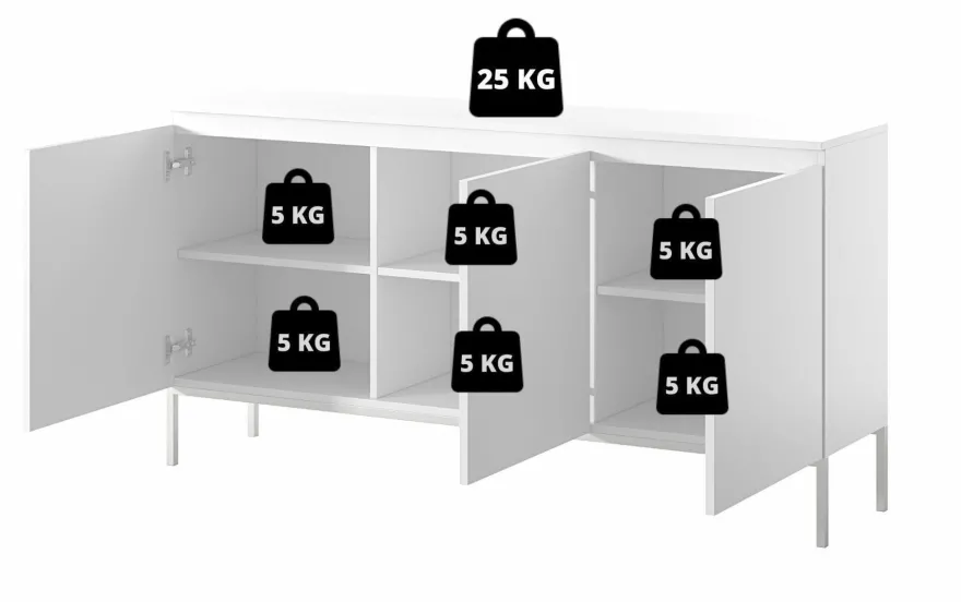 Selsey Bemmi - dreitrige Kommode, Dunkelgrn mit Metallbeinen, 150 cm