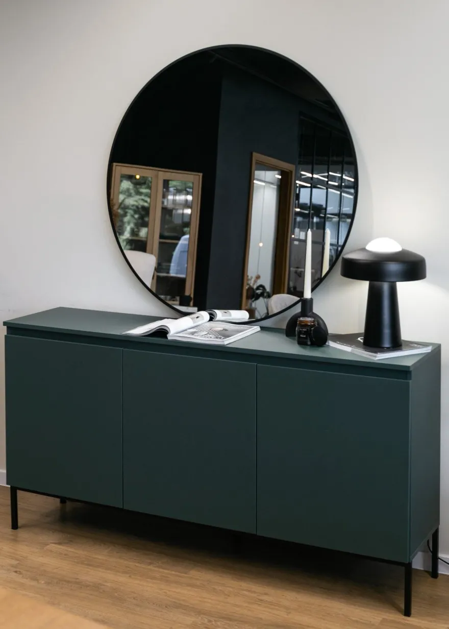 Selsey Bemmi - dreitrige Kommode, Dunkelgrn mit Metallbeinen, 150 cm