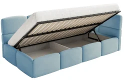 Selsey Cloudy - Jugendbett 120 cm, Bettkasten, Velours wasserabweisend, Kopfteil rech