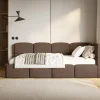 Selsey Cloudy - Jugendbett 120 cm, Bettkasten, Velours wasserabweisend, Kopfteil rech