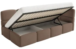 Selsey Cloudy - Jugendbett 120 cm, Bettkasten, Velours wasserabweisend, Kopfteil rech