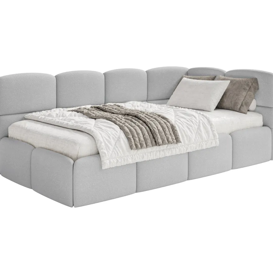 Selsey Cloudy - Jugendbett 120x200, Kopfteil rechts , Matratze & Bettkasten, Chenille