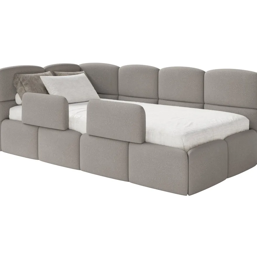 Selsey Cloudy - Kinderbett 120x200, Kopfteil links, Matratze & Bettkasten, Chenille H