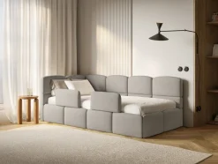 Selsey Cloudy - Kinderbett 120x200, Kopfteil links, Matratze & Bettkasten, Chenille H