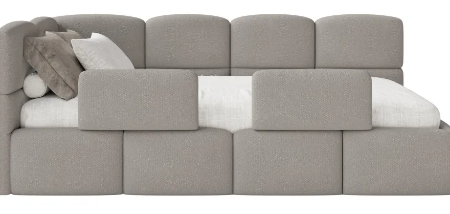Selsey Cloudy - Kinderbett 120x200, Kopfteil links, Matratze & Bettkasten, Chenille H