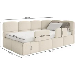Selsey Cloudy - Kinderbett 90x200, mit Matratze, Rausfallschutz, Kopfteil links, Brau