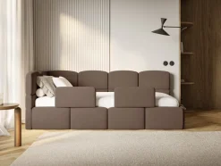 Selsey Cloudy - Kinderbett 90x200, mit Matratze, Rausfallschutz, Kopfteil links, Brau