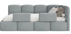 Selsey Cloudy - Kinderbett 90x200, mit Matratze, Rausfallschutz, Kopfteil rechts, Gra