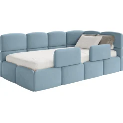 Selsey Cloudy - Kinderbett 90x200, Rausfallschutz, Kopfteil rechts, Hellblau