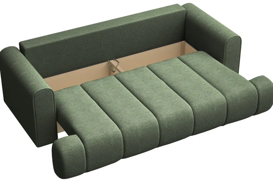 Selsey Dandelino - 3-Sitzer Sofa mit Schlaffunktion, Chenille-Bezug, grün