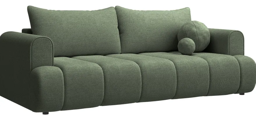 Selsey Dandelino - 3-Sitzer Sofa mit Schlaffunktion, Chenille-Bezug, grün
