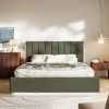 Selsey Togents - Polsterbett 140x200 mit Chenillebezug, Bettkasten und LED, Dunkelgrü