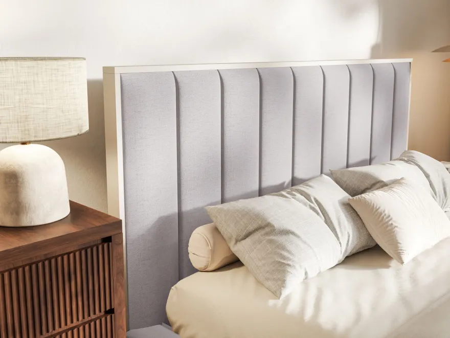 Selsey Togents - Polsterbett 180x200 mit Chenillebezug, Bettkasten und LED, Grau