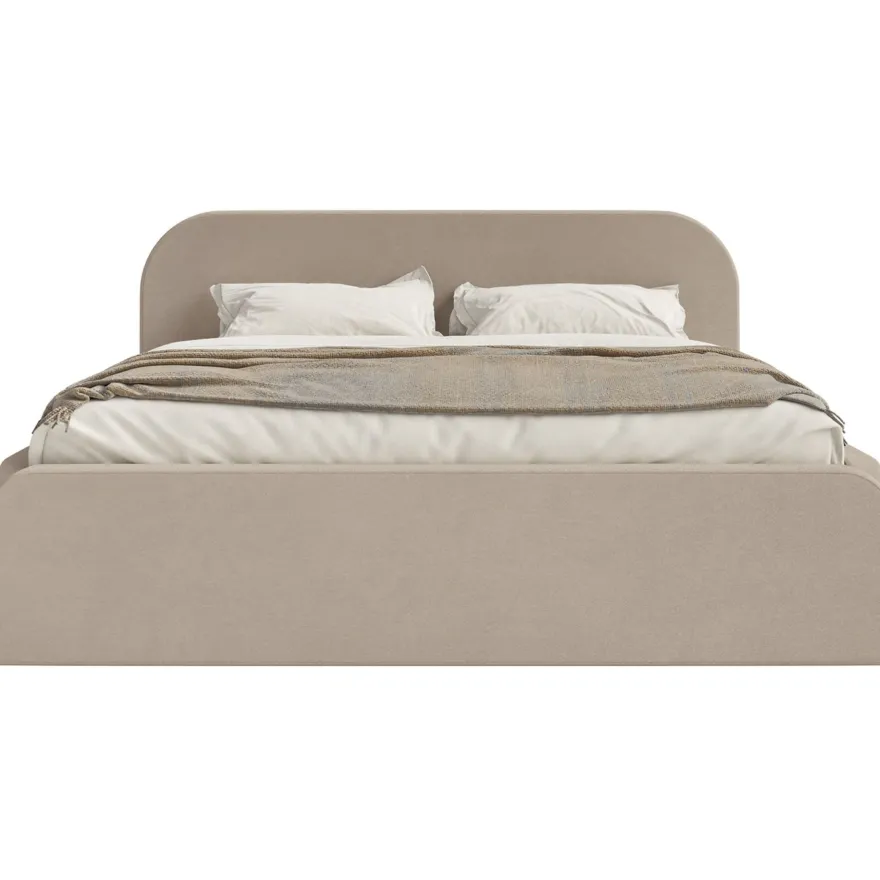 Selsey Umike - Polsterbett 200x200 mit Bettkasten, Samtbezug, Beige