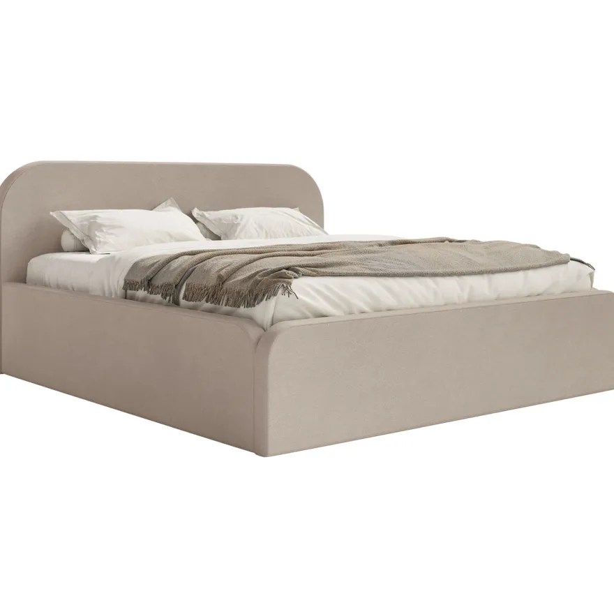Selsey Umike - Polsterbett 200x200 mit Bettkasten, Samtbezug, Beige