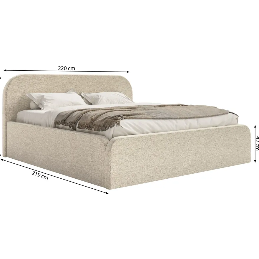 Selsey Umike - Polsterbett 200x200 mit Bettkasten, Samtbezug, Beige