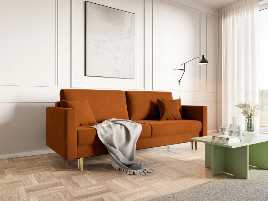 Selsey Valico - Dreisitzer-Sofa, Kupfer, hydrophober Samt