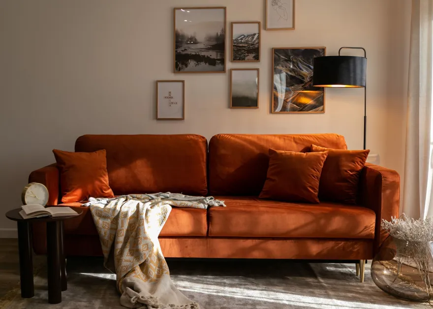 Selsey Valico - Dreisitzer-Sofa, Kupfer, hydrophober Samt