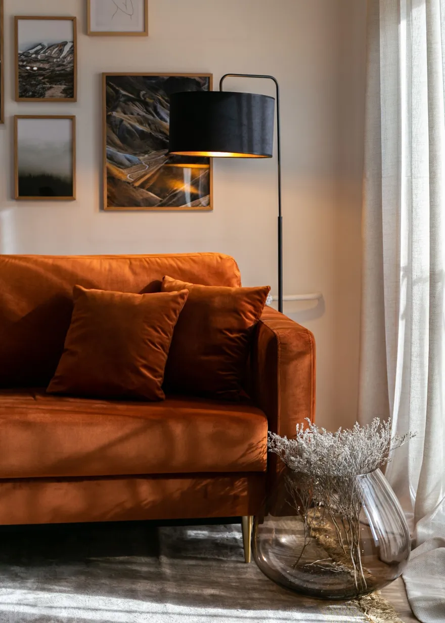 Selsey Valico - Dreisitzer-Sofa, Kupfer, hydrophober Samt
