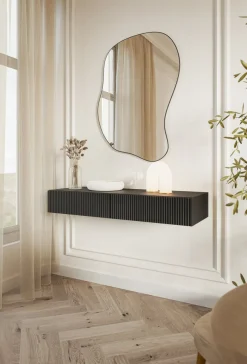 Selsey VELDIO - Schminktisch hängend mit 2 Schubladen, schwarz, 110 cm