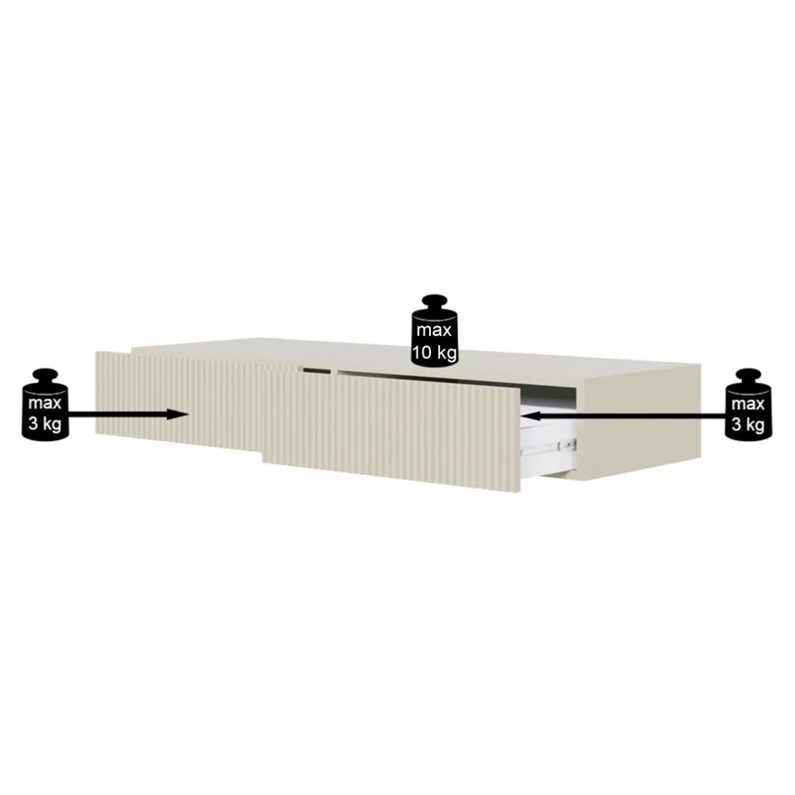 Selsey VELDIO - Schminktisch hängend mit 2 Schubladen, schwarz, 110 cm