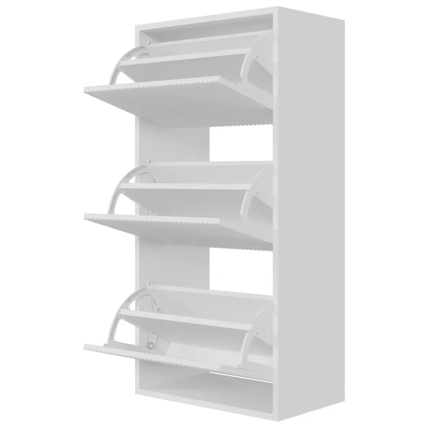 Selsey VELDIO - Wand-Schuhschrank mit 3 Klappen, Weiß, 50 cm