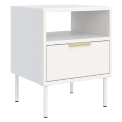 Selsey Vena - Nachttisch mit Schublade und Nische, Weiß, 45 cm