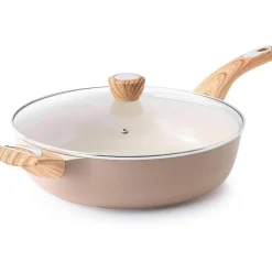Sensarte 30cm Tiefe Keramik Bratpfanne mit Deckel, 4.7L Antihaft Kochpfanne