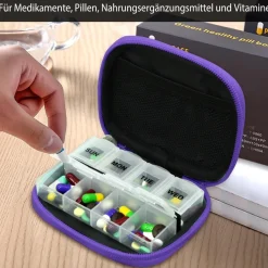 Serfeymi Tablettenbox 7 Tage Klein Medikamentenbox Reise Pillendose- púrpura
