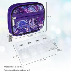 Serfeymi Tablettenbox 7 Tage Klein Medikamentenbox Reise Pillendose- púrpura