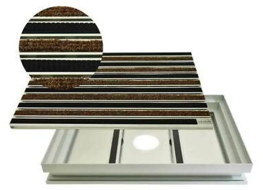 Set Eingangsmatte Rips Gummi ALU Schmutzfangwanne rutschsicher langlebig