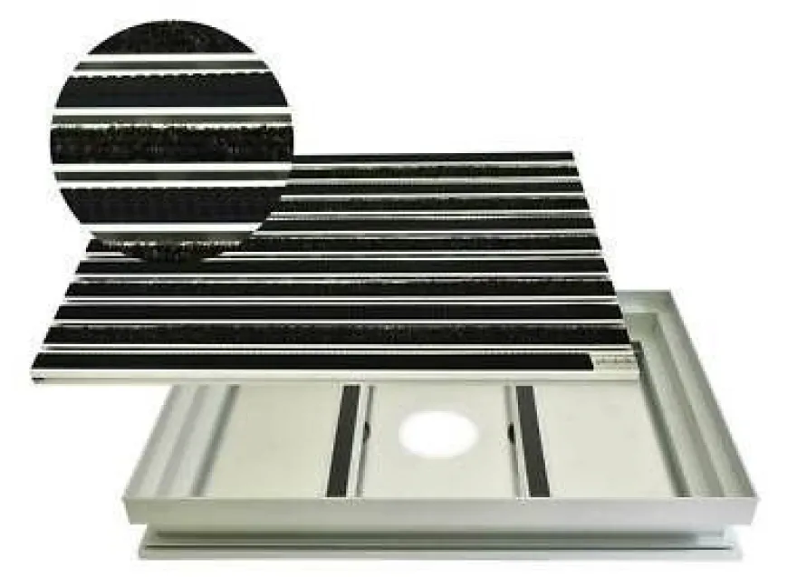 Set Eingangsmatte Rips Gummi ALU Schmutzfangwanne rutschsicher langlebig