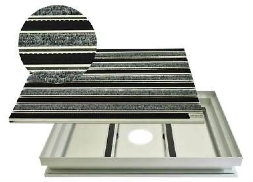 Set Eingangsmatte Rips Gummi ALU Schmutzfangwanne rutschsicher langlebig