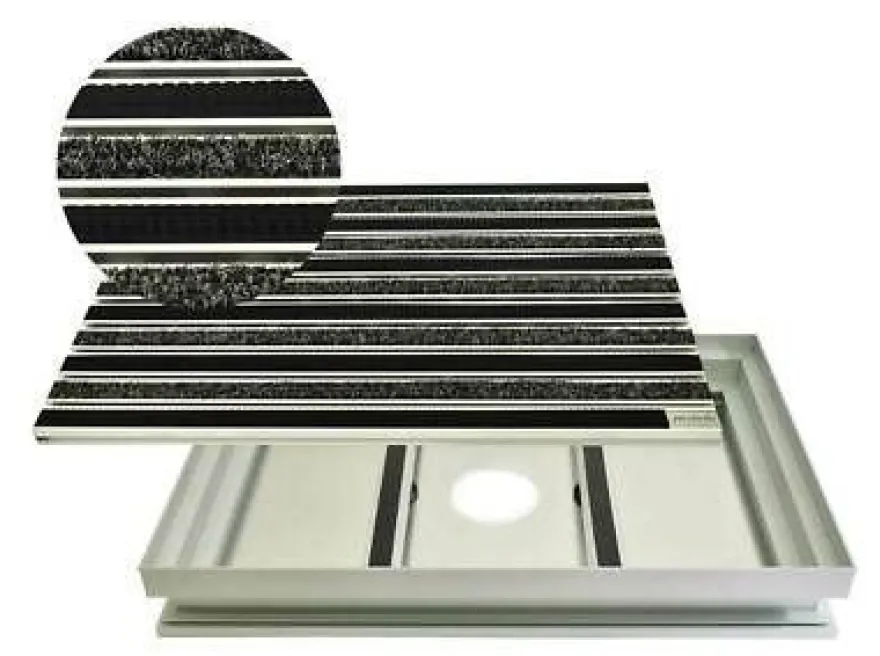 Set Eingangsmatte Rips Gummi ALU Schmutzfangwanne rutschsicher langlebig